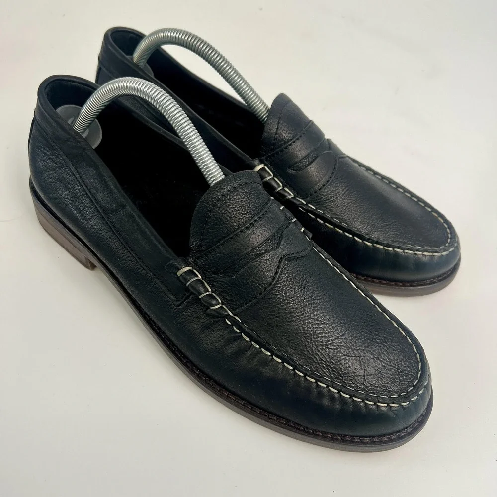 G.H. Bass & Co. Weejuns Shoes Mens 9 Pebbled Black Leather Penny Loafers Dress